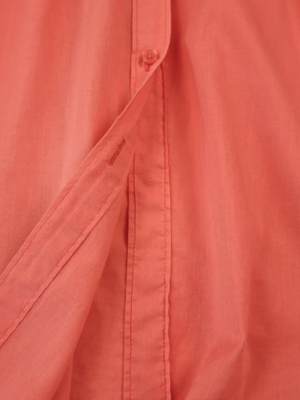 Calvin Klein Sz L Cotton Blouse Coral Orange Capped Sleeve Drawstring Mid Read - Picture 7 of 11